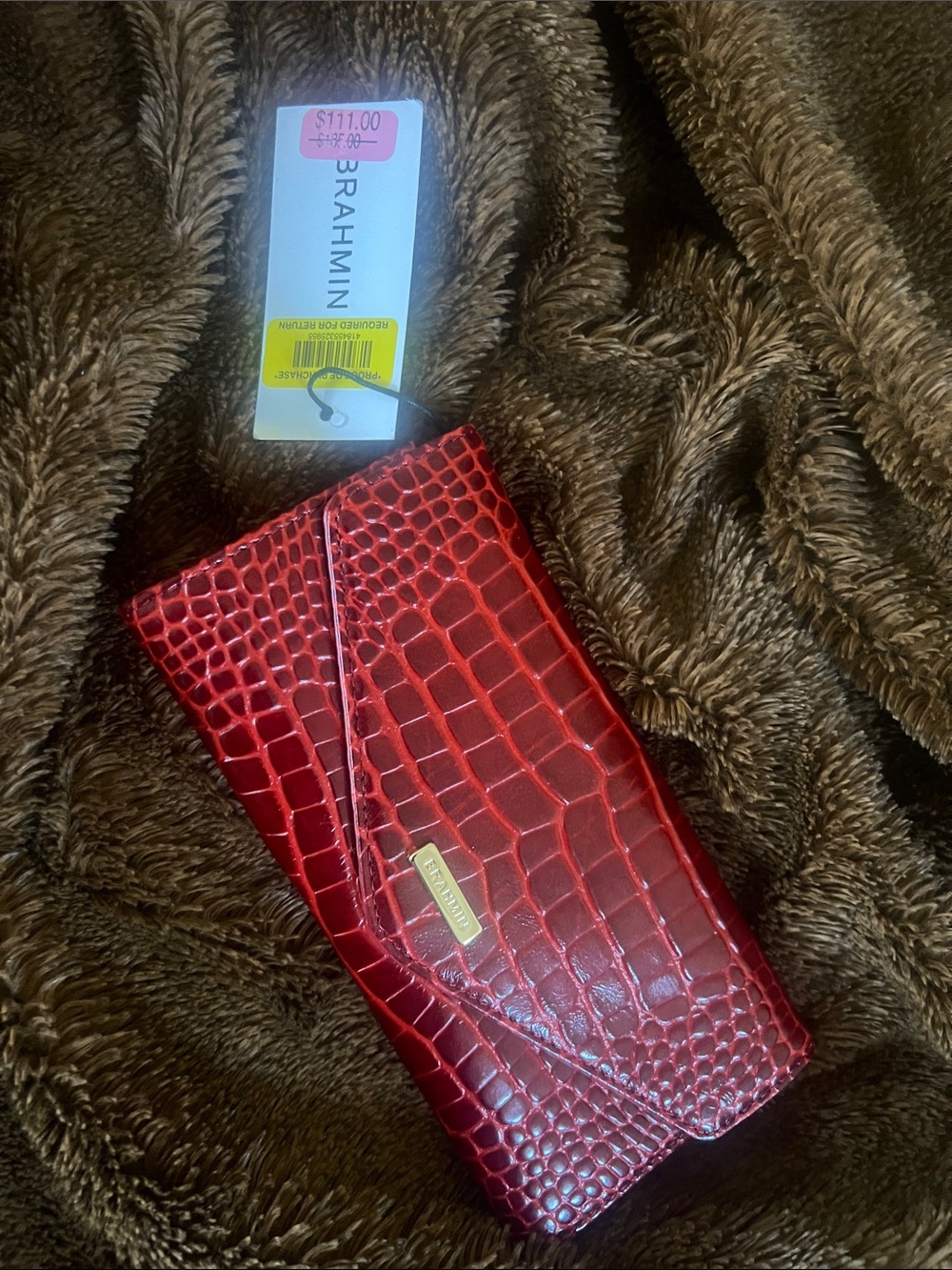 Brahmin Shiny Red Croc-Embossed Leather Wallet